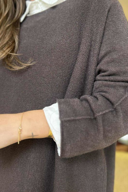 Conrad Oversized Boxy Knit Coffee Bean